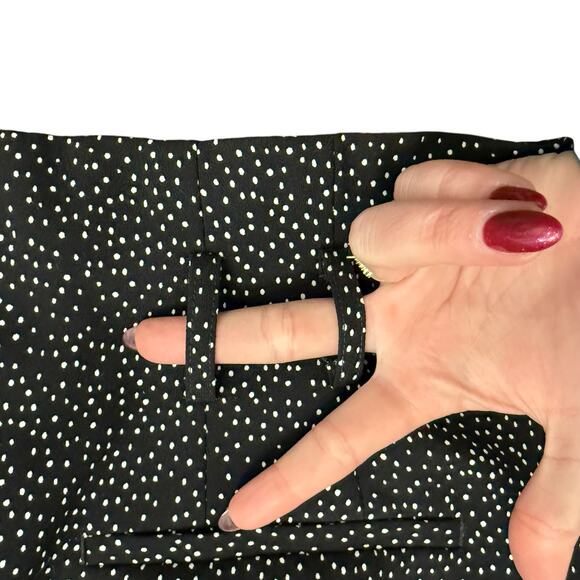 Express Black White Polka Dot Tapered Pleated Ankle High Rise Dress Pants sz 14 - Picture 7 of 11
